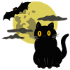 Black Cat Moon Bat Halloween