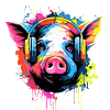 Cochon avec écouteurs Animaux Cochons