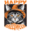 Halloween Katze mit Hexenhut