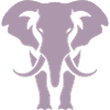 Silhouette d’éléphant Logo blanc
