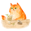 Katze mit Thunfisch-Drink