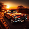 Car in sunset