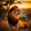 Löwe im Sonnenuntergang