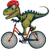 Dinosaur riding a bike