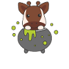 Okapi Happy Halloween Cauldron Bat