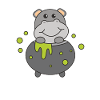 Hippo Happy Halloween Cauldron Bat