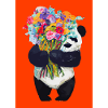 Panda mit Blumenstrauß