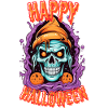 Spooky Halloween Skull with Beanie