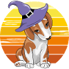 Cute shy beagle in hat