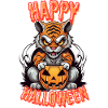 Spooky Halloween Tigers with Pumpkin