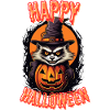 Creepy Cat Witch with Pumpkin