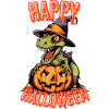 Spooky Halloween dinosaurs with pumpkin
