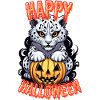 Halloween Snow Leopard with Pumpkin