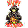 Spooky Halloween Wizard with Pumpkin