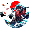 Japanese samurai cat sush
