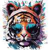 Tiger head with sunglasses