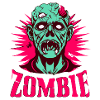 Neon Zombie Head Pop Art