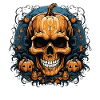Funny Halloween Skull Pumpkin Design