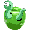 Apple with funny worm