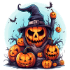 Uhyggelig Halloween græskar familie flagermus