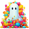 Cute Halloween ghost with candy