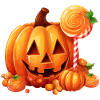 Cute Halloween pumpkin with candy