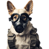 Dog with gas mask