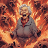 Laughing granny in hell