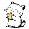 Il gatto mangia il formaggio Disegno carino del gattino