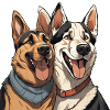 German Shepherd & Husky in Love