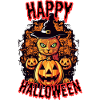 Cat Halloween with Sorceress Hat