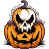 Spooky pumpkin with skull design