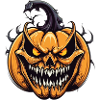 Creepy pumpkin with demon mask