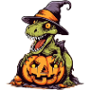 Creepy Dinosaur Witches Pumpkin