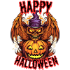 Spooky Halloween Pumpkin with Demon Flame