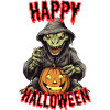 Spooky Halloween Witch with Pumpkin