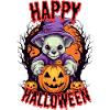 Cute Halloween hamster with pumpkin motif