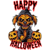 Cute Halloween dog with pumpkins