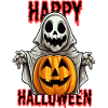 Cute Halloween Ghost with Pumpkin