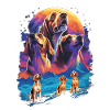 80-luvun Vaporwave Airbrush Beagle Moon
