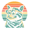 Retro Sunset Cat with Glasses