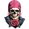 Skull and crossbones with rose