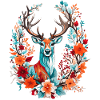Hirsch mit Blumen
