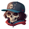 Skull with Long Hair