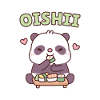 Il simpatico panda ama mangiare il sushi giapponese Oishii