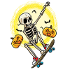 Halloween Skateboarding Skeleton Skateboarder