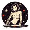 Cosmic Tattooed DJ Girl Design