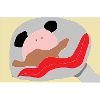 Panda mit roter Zunge
