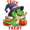Halloween dinosaur, trick, roar, treat
