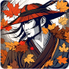 Stolzer Samurai Krieger im Herbst